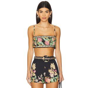 HEMANT AND NANDITA Beaded Bralette in Black & Off White Floral Large New Womens